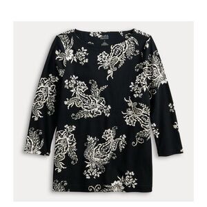 Croft & Barrow Black and Cream paisley top